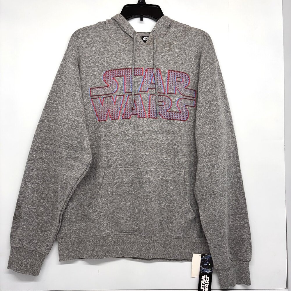 Star Wars Gray Pullover Drawstring Soft Hoodie Long Sleeve Signed Men's Size Med